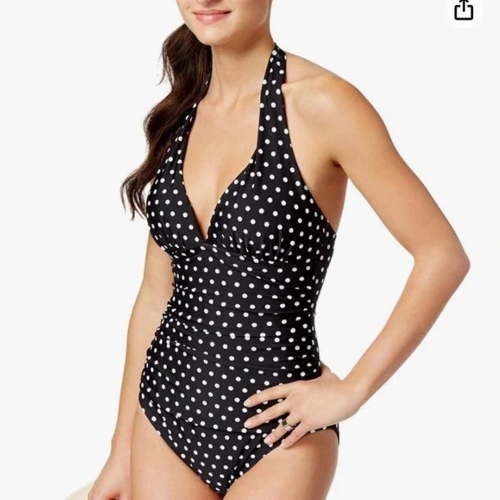 Ralph Lauren polka dot halter one piece swimsuit - 10